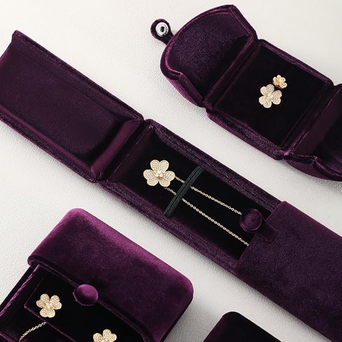 Bracelet Jewelry Box，Velvet Gift Boxes for Women，Men Valentine Necklace Long Display Cases (Purple)