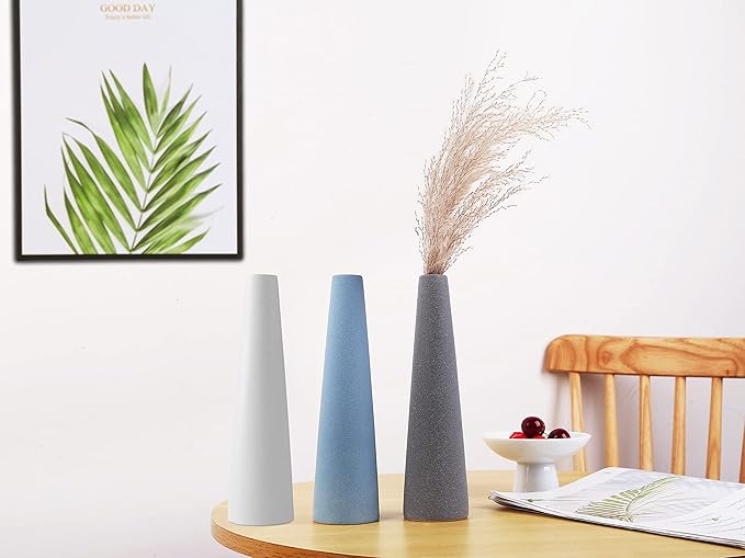 Ceramic Vase, Modern Home Decor Ceramic Vase, Frosted Porcelain Vase, Grey Minimalist Vase,Living Room Decoration，Ideal Shelf, Best Decoration. (White)