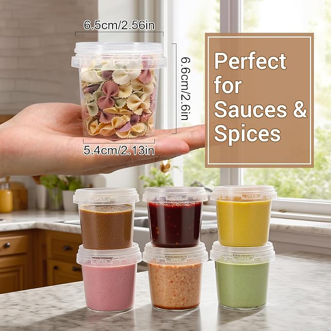 ASEVAT 5 oz 12 Pack Small Clear Plastic Bucket with Lid, Mini Snack Buckets, Reusable Ice Cream Tub, Food Storage Container, Food Grade Freezer and Microwave Safe for Sauce, Soup