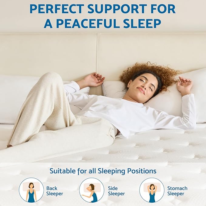 Queen Mattress, 10 Inch Hybrid Mattresses with Pocket Springs, Medium Firm Queen Size Mattress in a Box, Upgraded Support