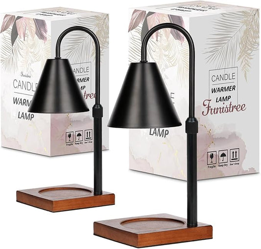 Modern Candle Warmer Lamp 2 Pack, Dimmable Candle Lamp Warmer with Timer, Christmas Gifts for Women Who Have Everything,Gifts for Mom,Adjustable Men's Candle Lamp, Cozy Living Room Bedroom Decor,Black
