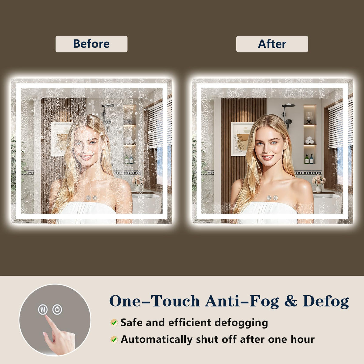 VEEYLOS 72x32 Inch LED Bathroom Mirror with Lights, Backlit & Front Lit