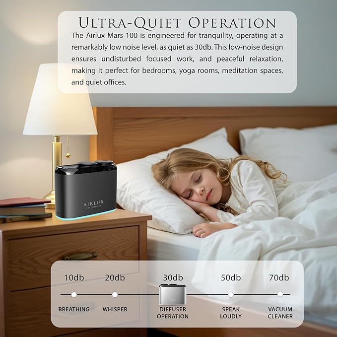 Mars 100 Scent Diffuser, Elixair 3X Cold Air Essential Oil Diffuser for 1000 sq ft Home, Commercial Spaces, Office, Bathroom, Living Room Decor, Dual 50ml Tanks, Battery Powered (Silver)