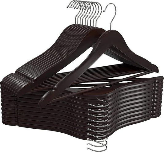Utopia Home Premium Wooden Hangers 20 Pack - Durable & Slim Coat Hanger - Suit Hanger with 360-Degree Rotatable Hook - Wood Hangers with Shoulder Grooves (Brown Color)