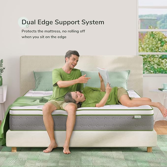 Novilla Queen Size Mattress, 10 Inch Hybrid Pillow Top Queen Mattress in a Box with Gel Memory Foam & Individually Wrapped Pocket Coils Innerspring for a Cozy & Peaceful Sleep