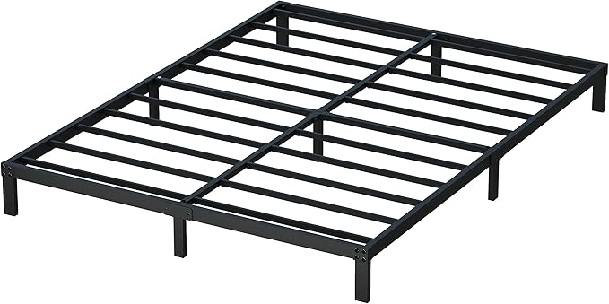 8 Inch Full Size Bed Frame No Box Spring Needed, Heavy Duty Metal Platform Bed Frame Full Support Up to 3000 lbs, Easy Assembly, Noise Free, Black