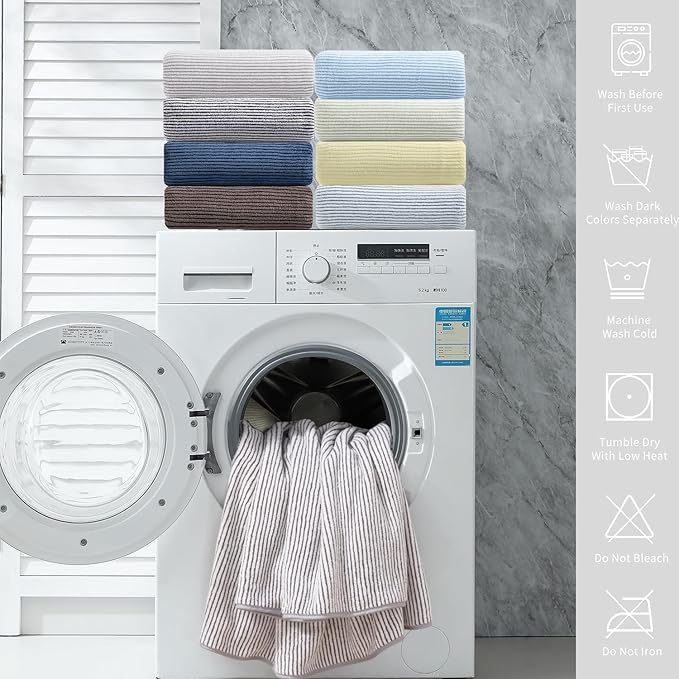 8-Piece Premium Towel Set for Bathroom|2 Oversized Large Bath Sheet,2 Hand Towels,4 Washcloths|Soft Cozy Highly Absorbent Fast Dry Microfiber Shower Towel Set for Hotel Bathroom Essentials,Brown White