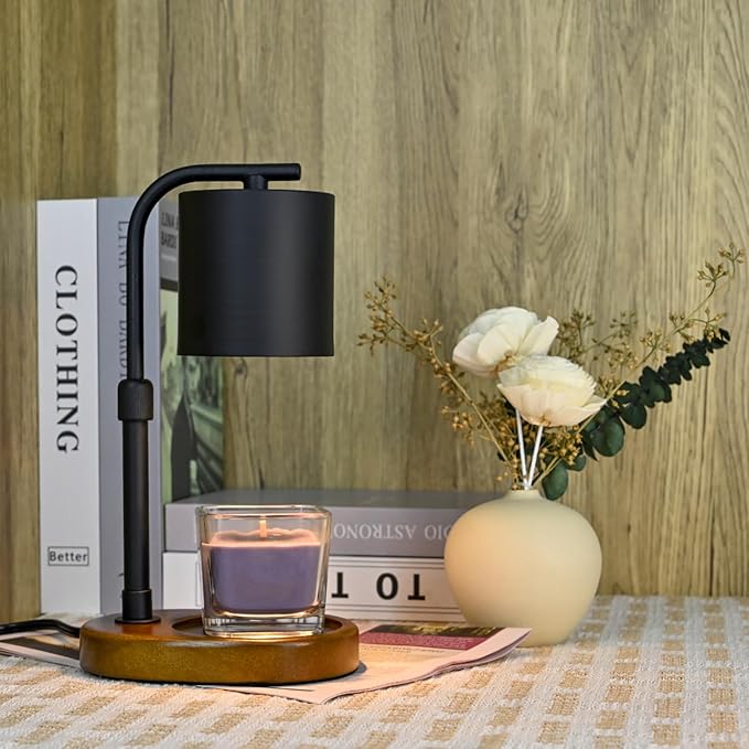 Candle Warmer Lamp Timer - Adjustable Black Candle Lamp Warmer, Birthday Gifts for Women, for Mom, House Warming Gifts New Home, Candle Warmer for Jar Candles with 2 Bulb