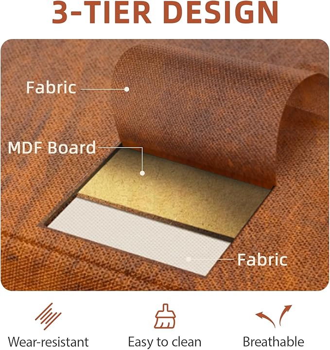 Nightstand with Fabric Bins, Bedside Furniture, Night Stand, End Table Nightstand Storage Tower Unit Organizer with 2 Fabric Bins for Living Room (Rust Brown)