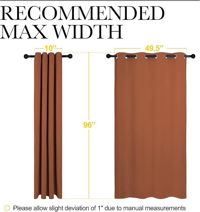 NICETOWN Halloween Burnt Orange Blackout Curtains for Sliding Door - 55 by 96, 2 Pieces, Blocking Out Sunlight Window Treatment Modern Design Grommet Curtain Panels for Dining Room