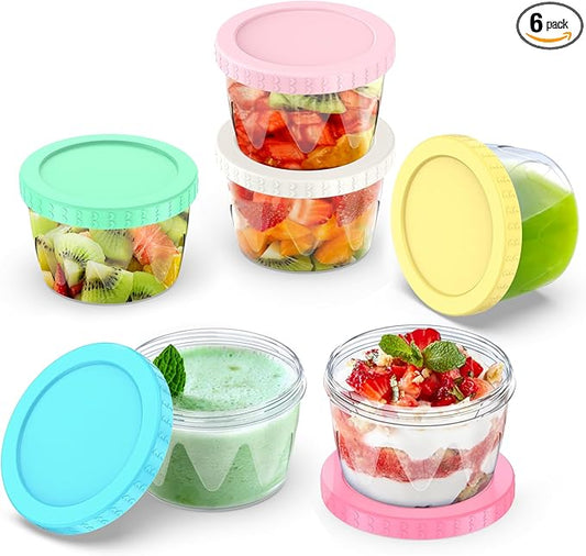 Freezer Storage Containers 6 Pack-16 Oz Deli Containers with Lids BPA Free Microwave and Dishwasher Safe,Food Storage Containers with Lids,Soup Containers for Oats/Salad