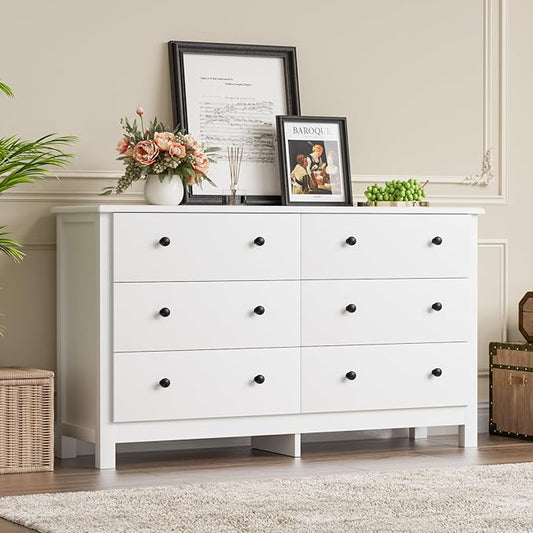 White Dresser for Bedroom, Dressers & Chests of Drawers with Large Drawer, Wooden Double Dresser for Bedroom, Closet