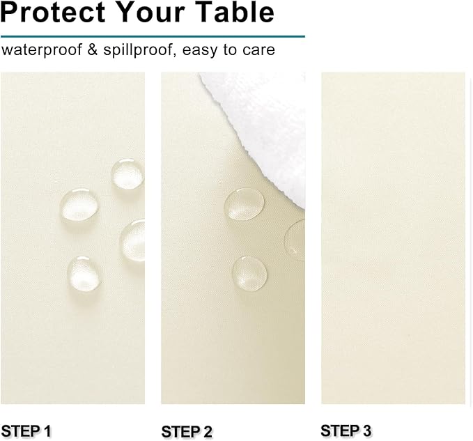 Hiasan Champagne Tablecloth for Rectangle Tables - Waterproof and Spillproof Washable Fabric Table Cloth for Dining Room Kitchen Party, 60 x 120 Inch