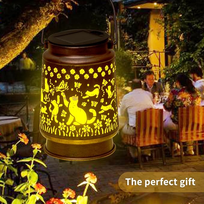 Styleonme Cat Lover Solar Light, Mother's Day Lantern Gift for Mom Grandma Women Sister, Hanging Image Cats Lanterns, Yard Corridor Garden Decor, Thanksgiving Day, Birthday Gifts