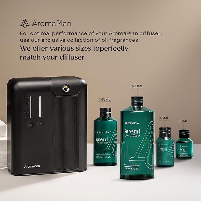 AromaPlan 2025 Waterless HVAC Scent Diffuser Whole House & Commercial Diffuser, 2 Fragrances Included-Smart, Cold-Air Waterless Scent Air- App Control, AC, 2000 Sq. Ft Coverage,Black