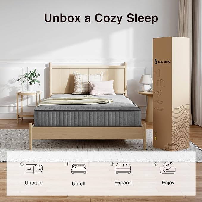 Novilla Hybrid Mattress, 6 Inch Mattress Queen Size in a Box with Steel Coils & Gel Memory Foam for Pressure Relief & Body Support & Cool Night Sleep, CertiPUR-US Certified Queen Mattresses for Kids
