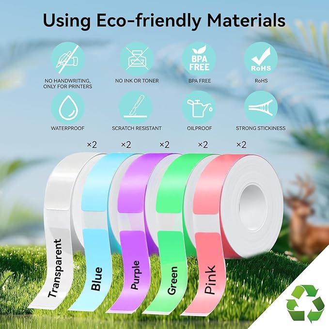 Label Maker Tape Refill 15mm 0.47 Standard Laminated Thermal Label Tape Replacement 0.59"×1.57"(15×40mm), 1650 Labels/10Rolls/Pack, High Definition Labeling Tape for Home Office School Hotel