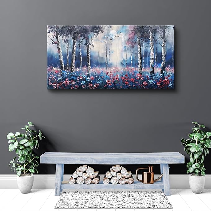 MHARTK66 Wall Art For Living Room Canvas Wall Decor For Bedroom Office Decorations Trees Forest Landscape Wall Paintings Stretched And Framed Pictures Modern Aesthetic Room Home Decor Mural Artwork