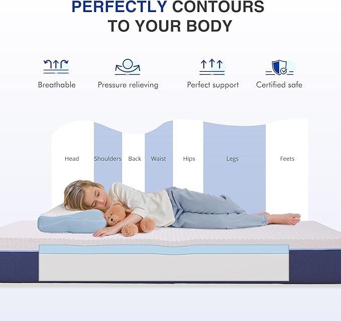 8 Inch Twin Gel Cooling Memory Foam Mattress, Pressure Relief, Medium Firm Support，Mattress in a Box, CertiPUR-US Certified