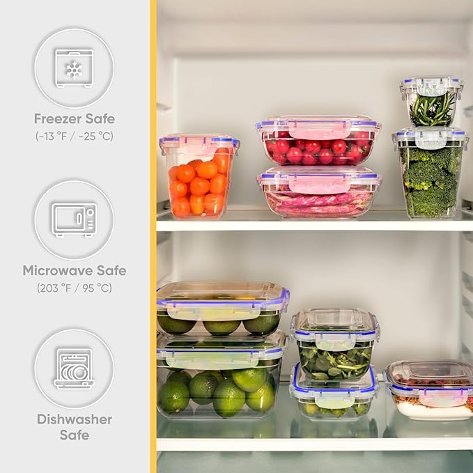 Superio Plastic Food Storage Containers with airtight Lid for Pantry, Fridge- BPA Free, Leakproof Sealed Container- Microwave, Dishwasher and Freezer Safe, Clear (14 Cup- 4 Pack)