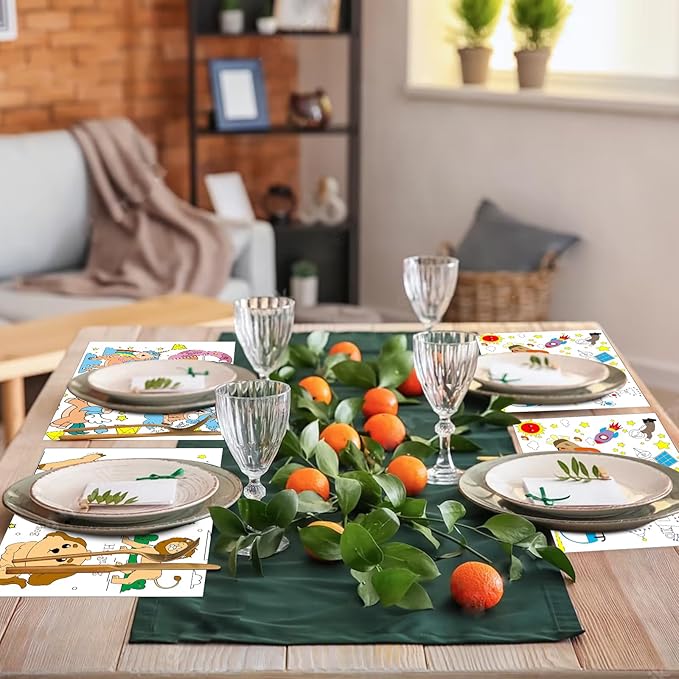 150 Pieces Disposable Paper Placemats Coloring Activity Sheets Paper Place Mats Bulk Dining Table Place Mats Set 14.5*10 Sublimation Placemat for Restaurant Christmas Party(Space Aminal Unicorn Theme）