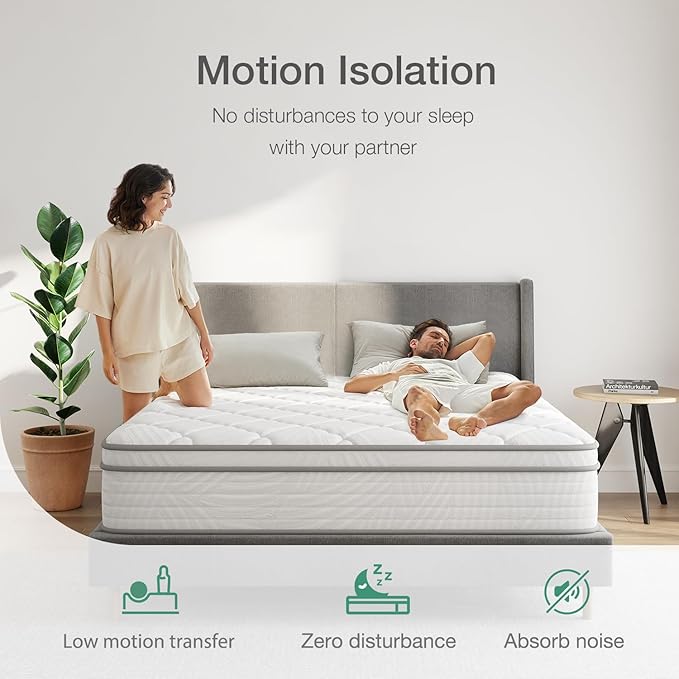 Novilla 10 inch King Mattress, Hybrid Mattress King Size with Comfortable Foam & Individually Pocket Spring, King Size Mattresses in a Box for Back Pain Relief & Support, Certipur-Us Certified