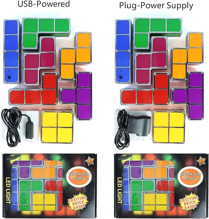 Puzzles Night Light, Tangram Stackable LED 7 Colors Induction Interlocking Desk Lamp 3D DIY Magic Blocks Puzzles for Kids Teens Bedroom Home Decor Ideal Gift for Birthday（USB）