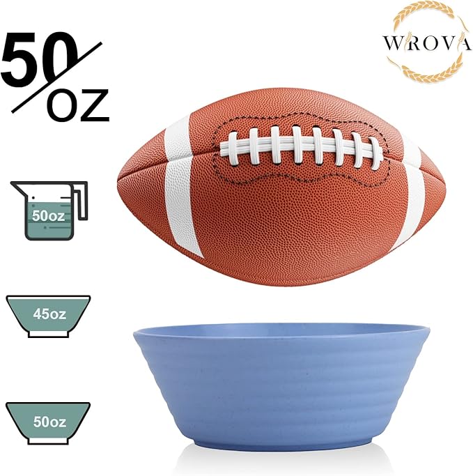 Wheat Straw Bowl Sets,6 PCS Unbreakable Big Cereal Bowl 50 OZ,Microwave and Dishwasher Safe Bowls,Large Salad Bowls for Party,Dorm,Apartment,Camping (Colorful Series)