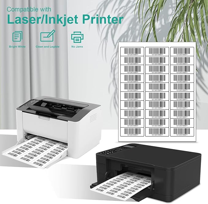MFLABEL Address Label, 1" x2-5/8 Mailing Sticker, 30-UP White Shipping Labels for Inkjet or Laser Printer, 9000 Sticker Labels (300 Sheets), 30 Label per Sheet
