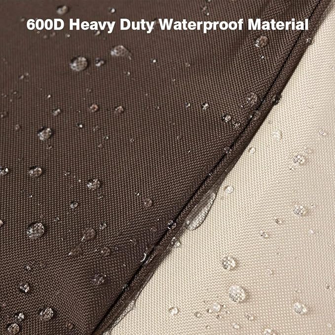 Vailge Waterproof Patio Chaise Lounge Cover, 600D Heavy Duty Outdoor Lounge Chair Covers,UV Resistant Patio Furniture Covers,2 Pack-Medium,Beige & Brown