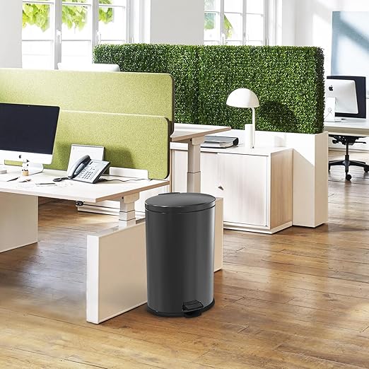Kitchen Trash Can with Lid - 10.5Gallon/40L Oval Stainless Steel Trash Can with Removable Inner Liner and Lid Soft Close, Foot Pedal garbage can for Home Office,Fingerprint Proof Cleanly Black