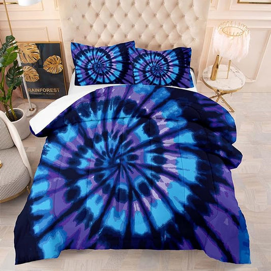 Tailor Shop Swirl Tie Dye Comforter Sets for Women Girls Bohemian Tie Dyed Pattern Bedding Set Bedding Decor Twin Size with 1 Comforter 1 Pillowcase…