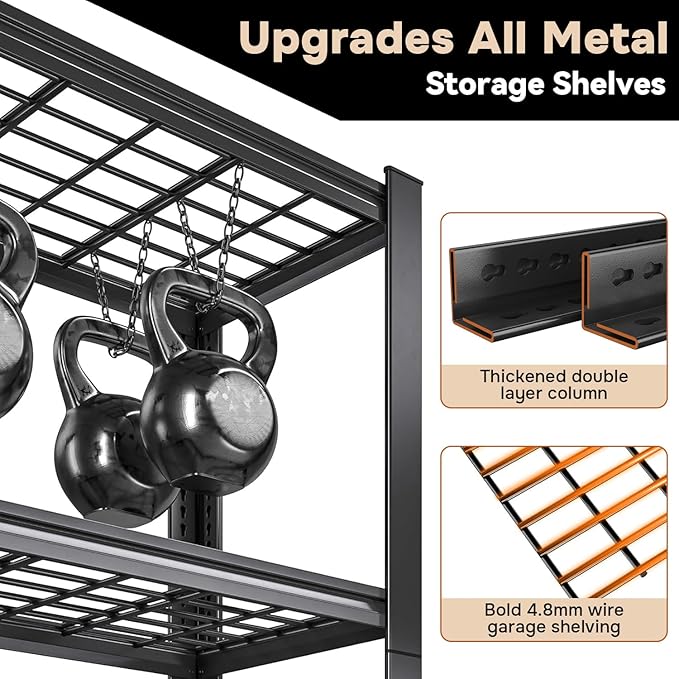 47.2''W Wire Shelving Unit,3500LBS Capacity Heavy Duty Storage Shelves，Adjustable Metal Shelving for Kitchen Pantry Office Wire Rack for College Dorm School, 47.2" W x 71.2" H x 23.6" D