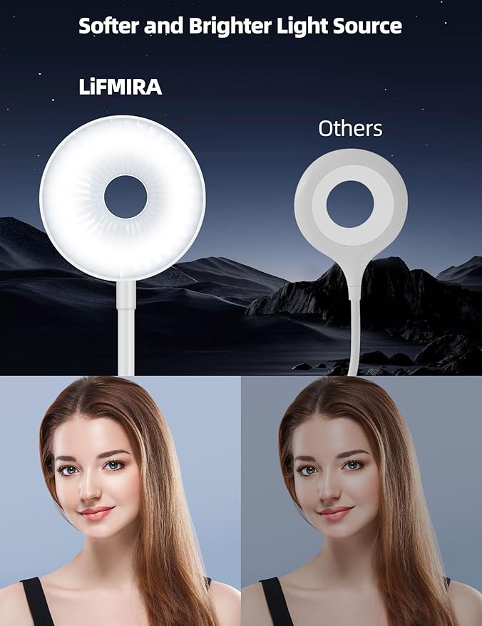 【Clip on Lamp】 10-Level Dimming & 5 Color Modes LED Book Light, Flexible Gooseneck Reading Light for Beds, Desks, Headboards - Eye-Friendly Night Light for Kids/Adults (White)