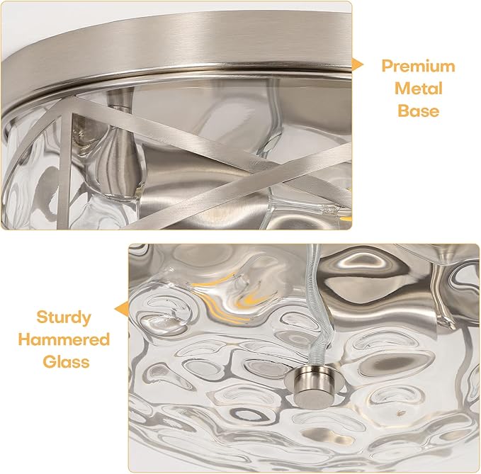 2-Light Flush Mount Ceiling Light Farmhouse Kitchen Island Ceiling Light with Bubble Glass Close to Ceiling Light Fixture for Living Room Bedroom Foyer Hallway
