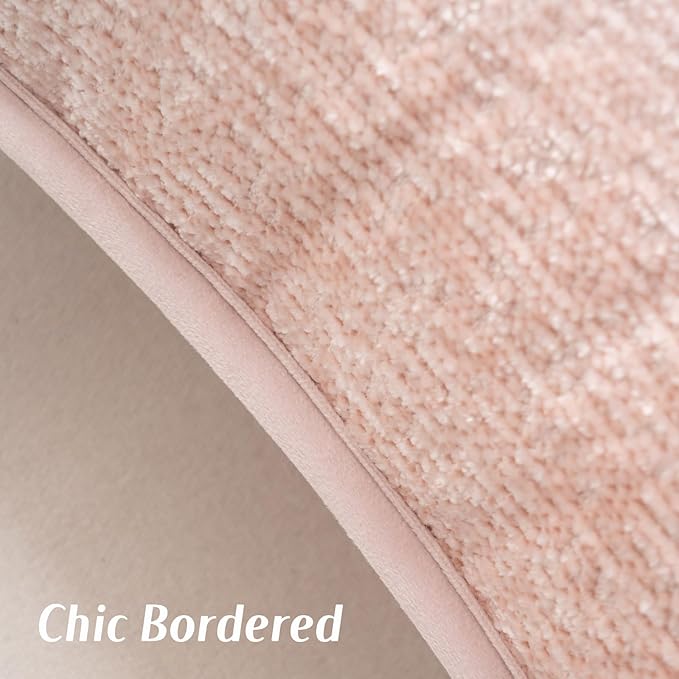 FUTEI Pink Chenille Throw Pillow Covers 12x20 Inch Set of 2,Soft Cozy Bound Edge Design Lumbar Pillow Cases,Home Decor for Couch Bed Living Room