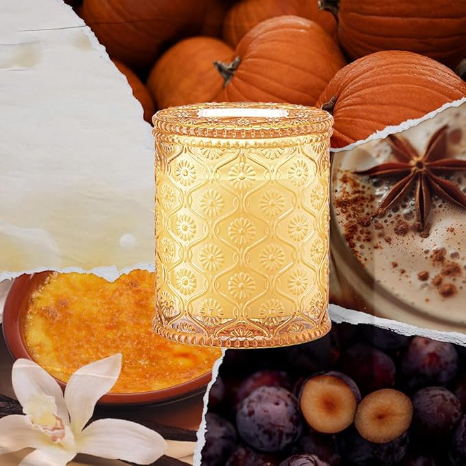 LA Jolie Muse Fall Candles, Pumpkin Chai Scented Candle, Natural Soy Candle, Autumn Candle Gift, Luxury Candles Gifts for Women & Men, House Warming Gift