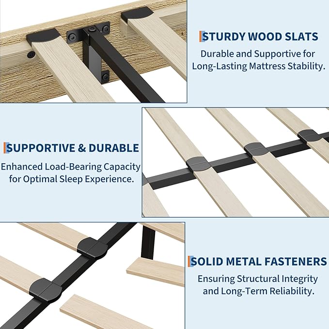 Garvee Wood Platform Bed Frame, Twin Size Bed Frame, Wood Slat Support, No Box Spring Needed, Easy Assembly, Noise-Free Design, Underbed Space for Storage