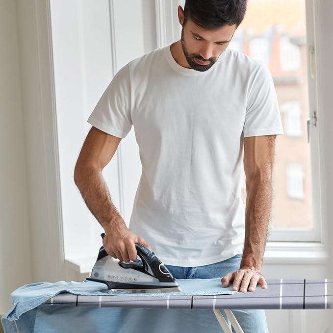 BNDX Ironing Board Cover, 18" x 49" Standard Size Thick Padding with Bongee Cord, Stain Resistant & Durable Scorch, 2 Click Buckles for Smooth Iron and Easy Installation Modern Gray