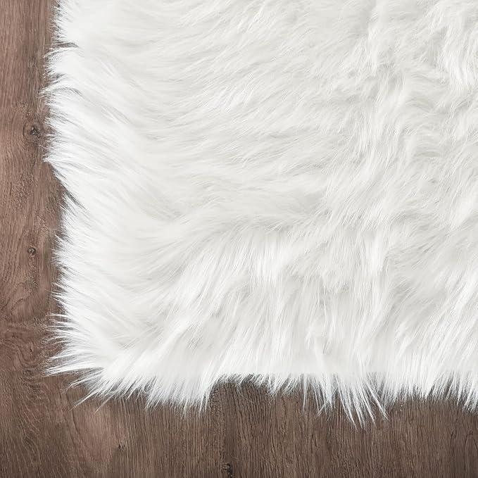 Latepis White Round Rug 10ft Fluffy Circle Rugs for Living Room Washable Faux Sheepskin Fur Rug for Bedroom Plush Shag Rug Large Throw Rug Luxury Home Decor