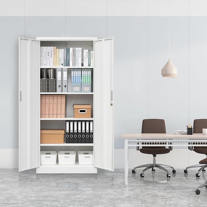 Storage Cabinet, 72 Inch Tall Metal Storage Cabinet with Doors and Shelves,Heavy Duty Metal Cabinet, Pantry Cabinets for Kitchen Storage, Garage Cabinet for Living, Dining Room.