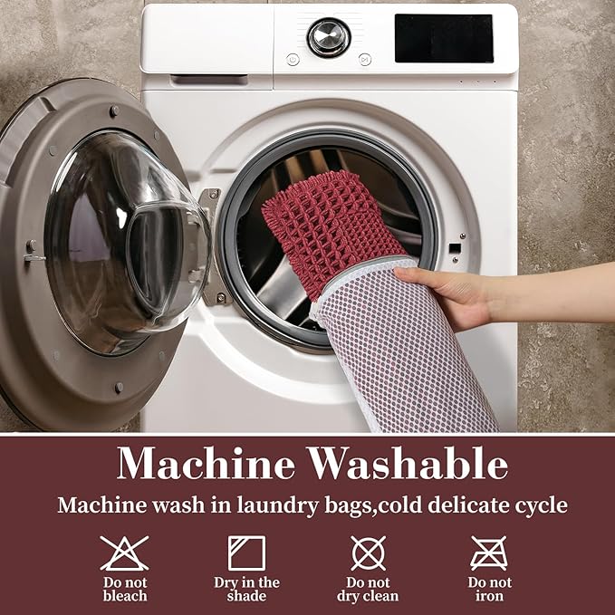 RESARE Waffle Bath Mat for Bathroom, Super Absorbent Bathroom Rugs Non Slip Machine Washable, Ultra Soft Quick Dry Boho Bath Rugs with Tassels for Floor, Upgraded Bordered Design, 17"x24" Red