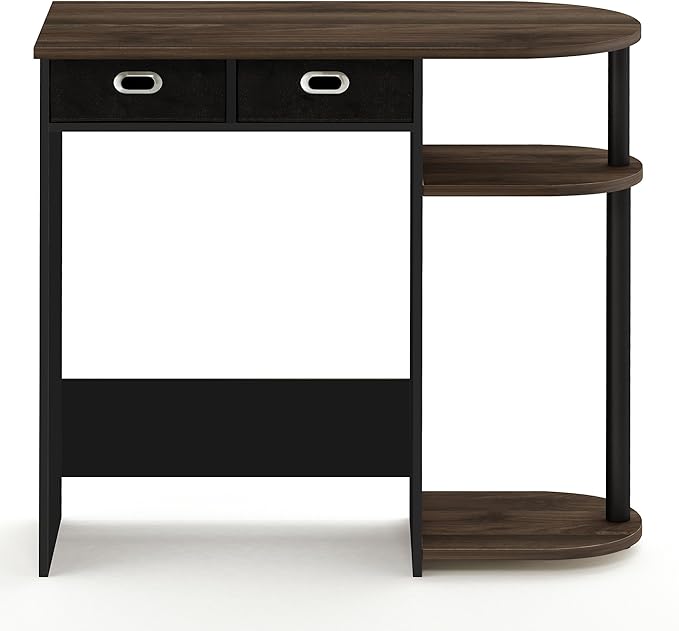 Furinno Go Green Home Laptop Notebook Computer Desk/Table with 2 Drawer Bins, Columbia Walnut/Black/Dark Brown