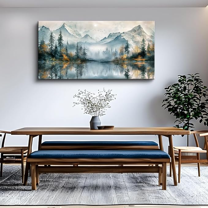 MHARTK66 Large Wall Art For Bedroom Canvas Wall Decor For Living Room Modern Office Decorations Lake View Wall Paintings Forest Trees Landscape Pictures Canvas Artworks Ready To Hang Home Decor