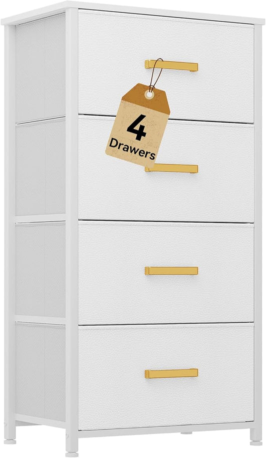 DWVO Dresser with 4 Drawers - Fabric Storage Tower, Organizer Unit for Bedroom, Living Room, Hallway, Closets