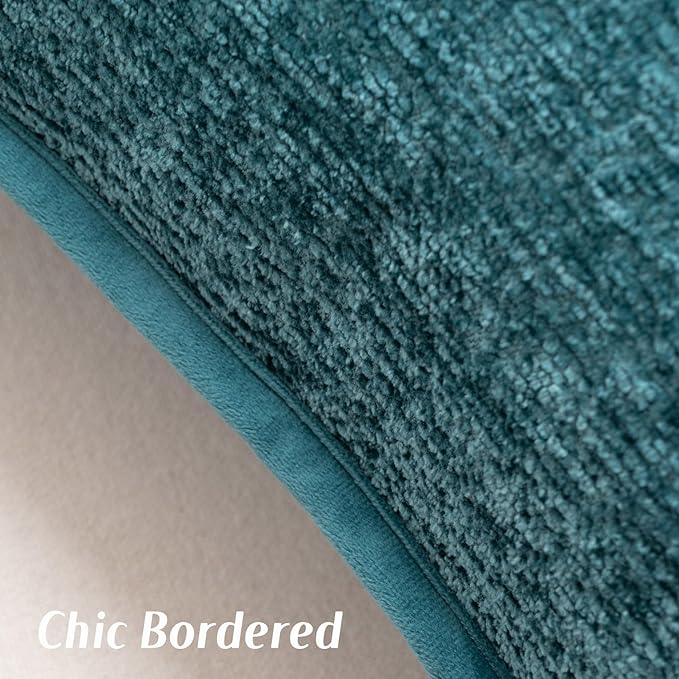 FUTEI Teal Chenille Throw Pillow Covers 18x18 Inch Set of 2,Soft Cozy Bound Edge Design Cushion Case,Home Decor for Couch Bed Living Room