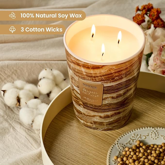 M&SENSE EspressHotFudge Scented Candles for Home, 3-Wick Highly Scented Jar Candles, Extra Large Candle 35 Oz 150 Hours Long Lasting Burning, Relaxing Aromatherapy Candle for Stress Relief, Meditation