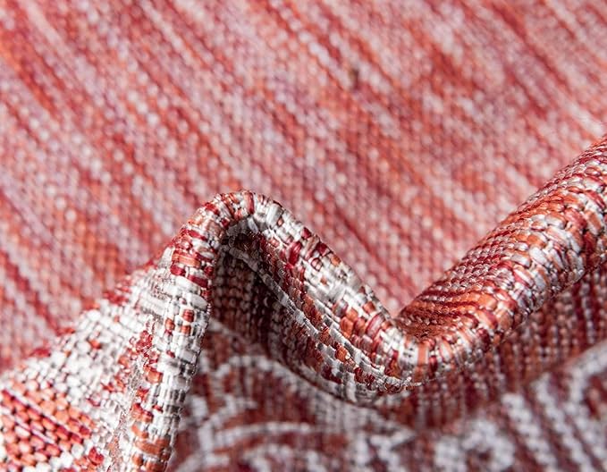 Unique Loom Outdoor Traditional Collection Area Rug - Antique (9' x 12' 2" Rectangle, Rust Red/ Gray)