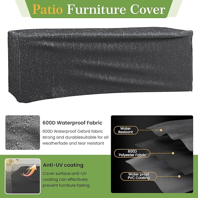 Amopatio Patio Couch, 2-Seat Outdoor Furniture, Wicker Porch Furniture Outdoor Couch Sofa with Water-Resistant Cover & Non-Slip Cushions, Premium Patio Set, Blue