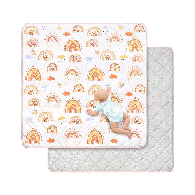 Baby Play Mat for Floor 50 * 50 inch, Extra Thick Soft Cushioning Foam Mat for Kids, Non Slip & Washable Crawling Mat for Toddler, Padded Play Mat for Baby Tummy Time